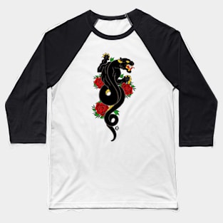 Black Panter & Roses Baseball T-Shirt